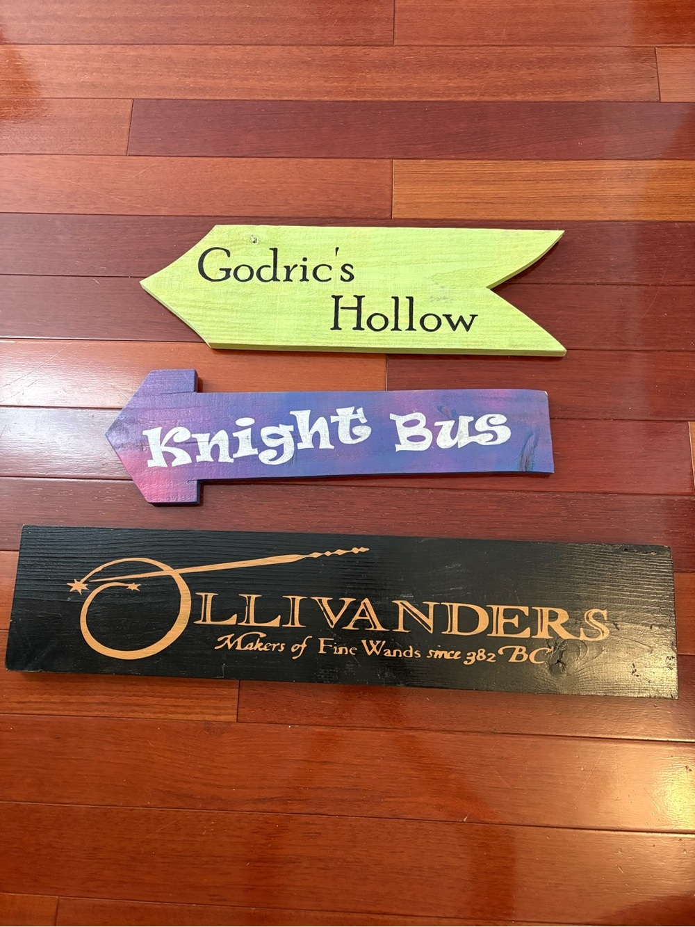 3 Harry Potter Handpainted Directional Signs